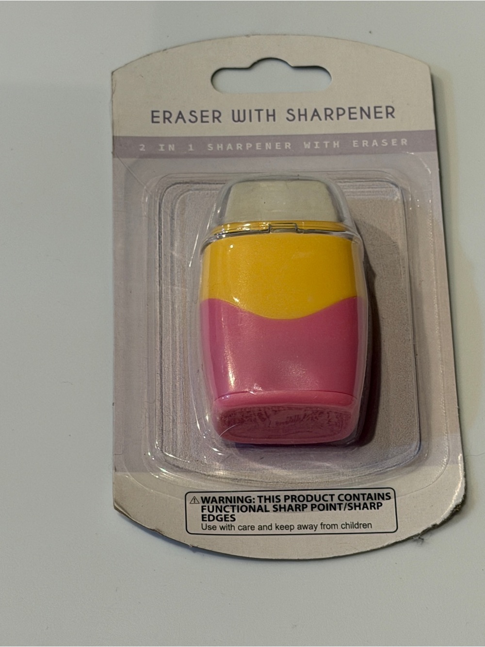 Eraser with Sharpener 2-in-1 - Pink & Yellow